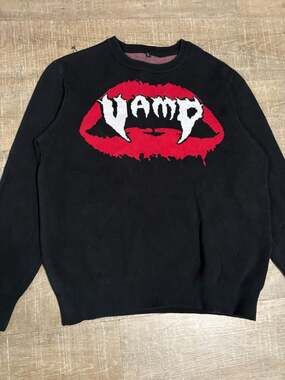 Jake Webber Vamp Lips Black Knit Sweater